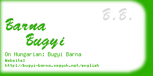 barna bugyi business card